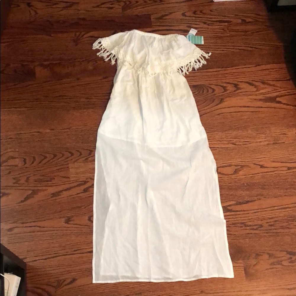 White strapless maxi dress
